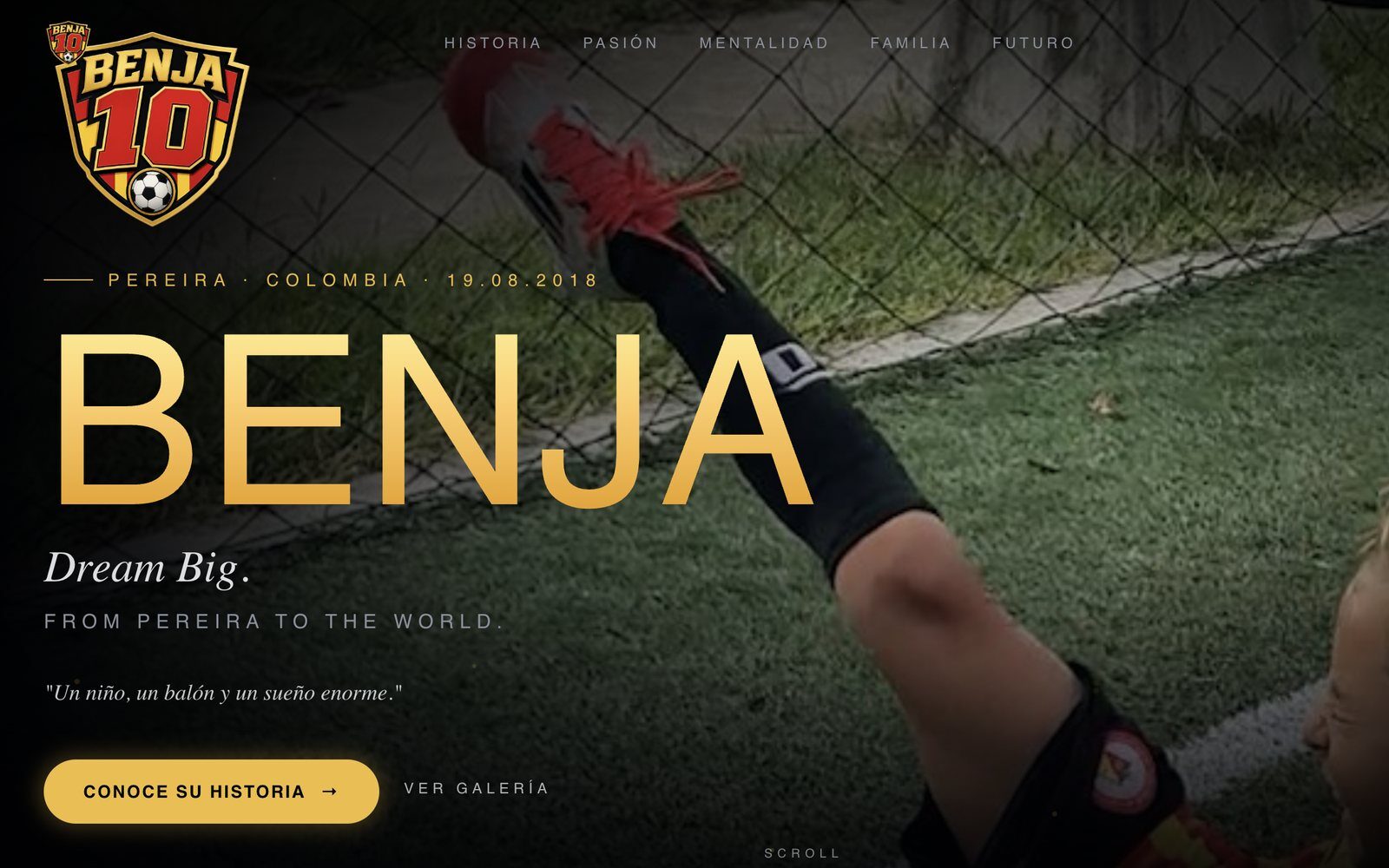 Web de Benja 10, marca personal deportiva, diseñada por REHAZ