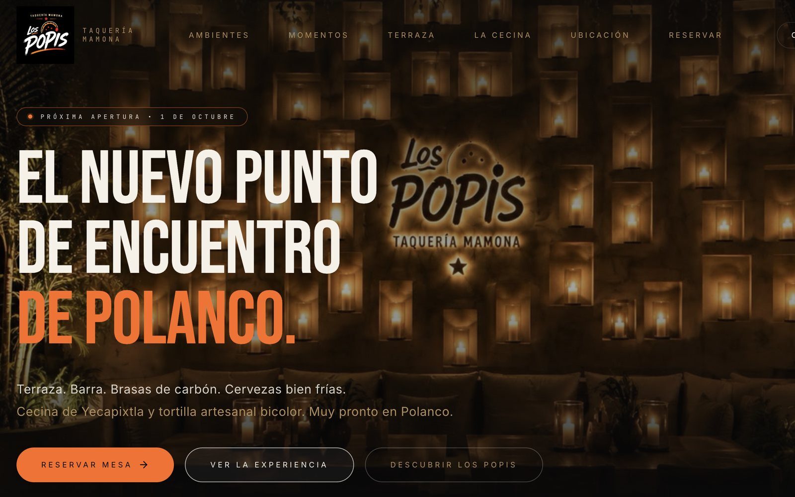 Web de Los Popis, taquería en Polanco, diseñada por REHAZ
